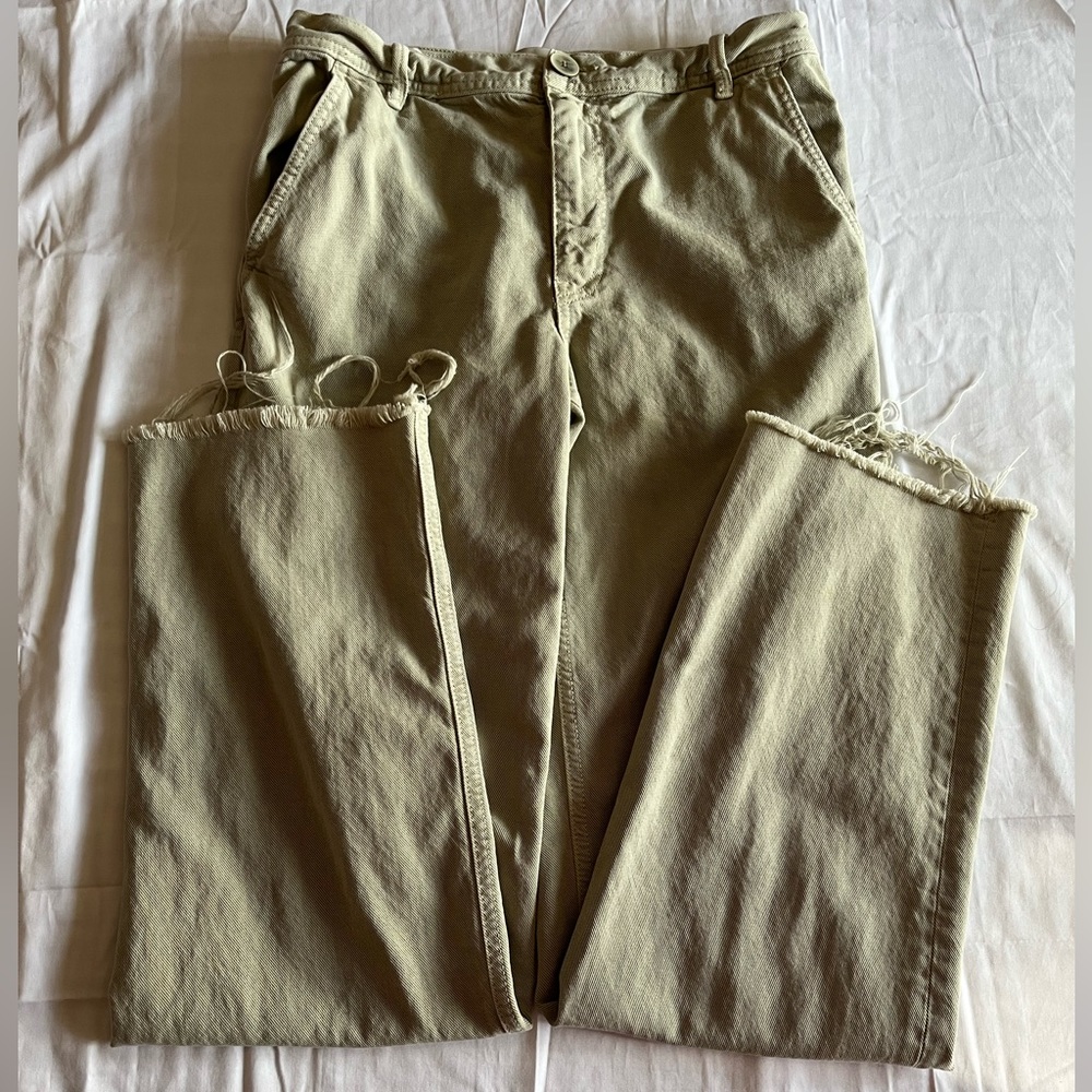 Zara The Piper Chino Light Olive Denim Jeans Pants Women’s Size Large